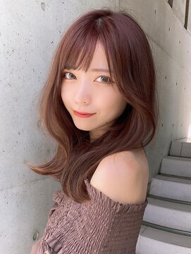ラルユー 金山(LallYou) 20代大人かわいい外ハネセミロング × ピンクブラウン
