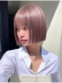 ボブ くすみピンク