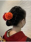 ヘアセット/シニヨン/編み込み/お団子/カール/成人式/振袖
