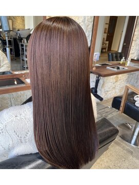 ジュエ (jouer) ツヤ髪ラベンダーピンク髪質改善ストレートロング