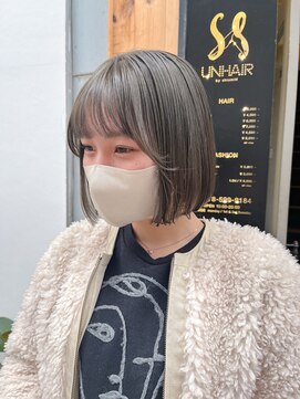 アンヘアー 元町三宮(UNHAIR) ストレートボブ×カーキグレージュ