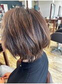 ナチュラルボブ×ハイライト/エイジングケア/白髪ぼかし髪質ケア