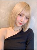 タッセルカット 韓国ボブ 切りっぱなしボブ シースルーバング