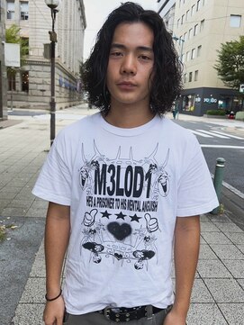 ルックグッドストア(LOOK GOOD STORE) メンズカットニュアンスパーマダークアッシュロング