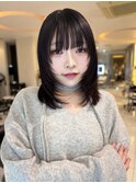 大人可愛い黒髪ミディアムレイヤー☆