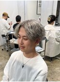 シルバーセンターパート/メンズカット