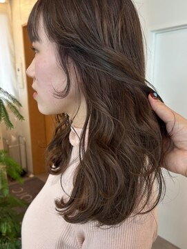 ユニバイリサ 天神大名店(uni by risa) ショコラベージュ シースルーバング ゆるふわウェーブ ロング
