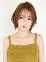 ビーチ(BEACH)&nbsp;前髪ありショートレイヤーボブミルクブラウンナチュラル縮毛矯正