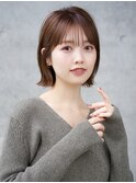 大人可愛い前髪あり耳掛け外ハネボブ20代30代40代