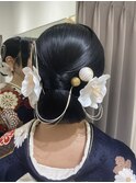 振袖　シニヨン　タイトヘア　卒業はかま
