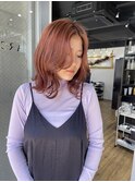 切りっぱなしボブ エアリーロング 美髪 ピンクブラウン