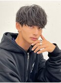 ソフトツイストパーマサイドパートマッシュパーマウルフメンズ