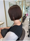 ミニボブ&艶髪ダークブラウン