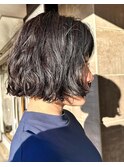ボブパーマ外国人風ボブミニボブパーマぷつっとボブくせ毛風ヘア
