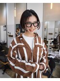 ピンク　ローライト　チェリーブラウン　ボブ　切りっぱなしボブ