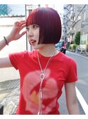 レッドボルドーミニボブ切りっぱなしボブ