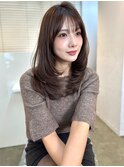 髪質改善ミディアムレイヤー艶髪カラー顔まわりレイヤー