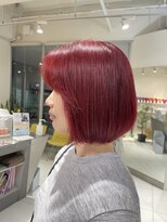 ステラ ヘア デザイン サロン(STELLA hair design salon)&nbsp;ボブレイヤー×ピンクレッドのハイトーン 【由比藤】