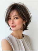 白髪ぼかし脱白髪染め似合わせショートボブレイヤー40代50代60代