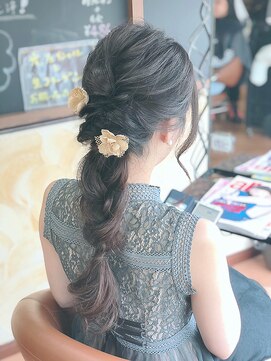 美容室髪結 結婚式お呼ばれ編みおろし