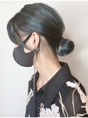 【morio原宿】ハイライトカラー　グリーンヘアカラー