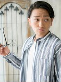 暗髪七三オールバックセミウェットヘアd