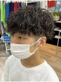 ツイストスパイラルパーマ波巻きスパイラルパーマツーブロック