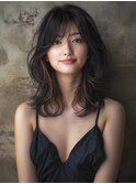 ☆オリーブグレーココアベージュ小顔クラゲヘアー/黒髪/髪質改善