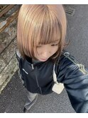 ピンクベージュ　アンブレラカラー　ウルフカット　宇都宮