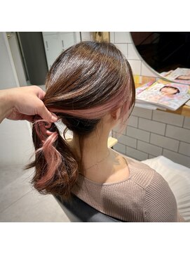 ミエルヘアーエスト 新宿店(mielhair est) インナーピンク　デザインカラー