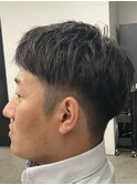 フェザーパーマ/グレーブルーカラー/刈り上げショートパンク