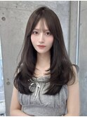 ラベンダーグレージュ　レイヤーカット　縮毛矯正　髪質改善