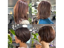 一束一束テーパーカットで丁寧に立体にカットしていきます！
