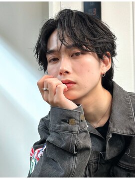 フェザーパーマ/メンズパーマ/韓国マッシュ/ブルーブラック2