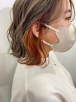 グラム 岡崎南店(gram)&nbsp;インナーカラー＿ピンクオレンジ＿イヤリングカラー_124