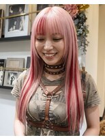 グッドフェローズ キタホリエ(GoodFellas kitahorie) ピンクベースのハイトーンレイヤーロングスタイルブリーチ艶感