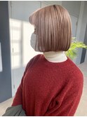 ダブルカラー_マロンベージュ Aラインボブ かきあげ
