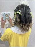 推し活 量産型 ハーフツイン×ハートアレンジ×リボン×ラメwax