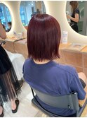 切りっぱなしボブ ボルドーカラー sn