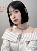 ミニウルフレイヤーカット顔周り前髪韓国ミディアムボブ/池袋