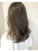 __シークレットハイライト×オリーブベージュ×ほつれウェーブ