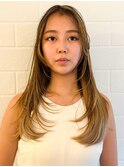 グラデーションハイライトカラーダブルカラーレイヤーカット