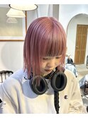 ペールピンクラベンダーくすみカラーダブルカラーケアブリーチ
