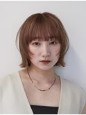 外はねくびれボブオレンジブラウンオレンジベージュ【自由が丘】