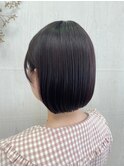 ナチュラル黒髪暗髪切りっぱなし丸みボブ似合わせカット20代30代