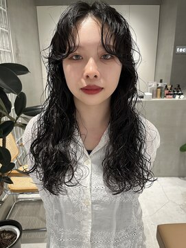 テクネ 天神大名(techne) 天神大名顔周りレイヤーカットミディアムボブタッセルボブパーマ