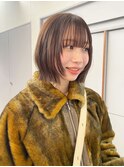 着物ヘア/ダークアッシュ/ミディアムレイヤーカット/名古屋名駅