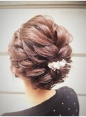 大人気の編み込みアップスタイル♪結婚式/パーティー／二次会/