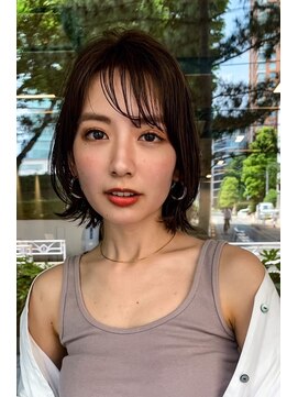 ハバナ 渋谷(HAVANA) 20代30代大人可愛いグレージュカラー斜めバングショートボブ