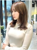 レイヤーミディアム 韓国ヘア ワンホン オリーブベージュ